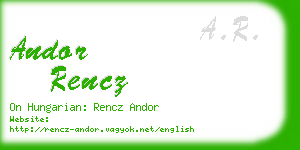 andor rencz business card